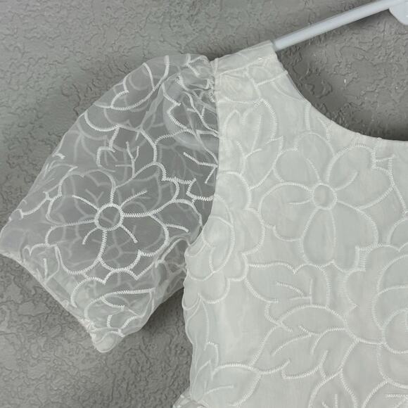 Janie and Jack Special Occasions Girls Size 4 Dress Floral White - Picture 4 of 7